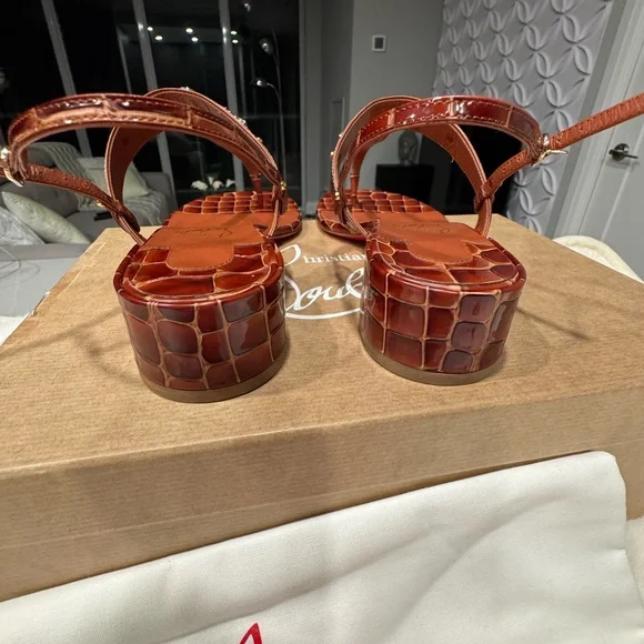 Just Queen 55 Croc-Embossed Sandals - Picture 9 of 15